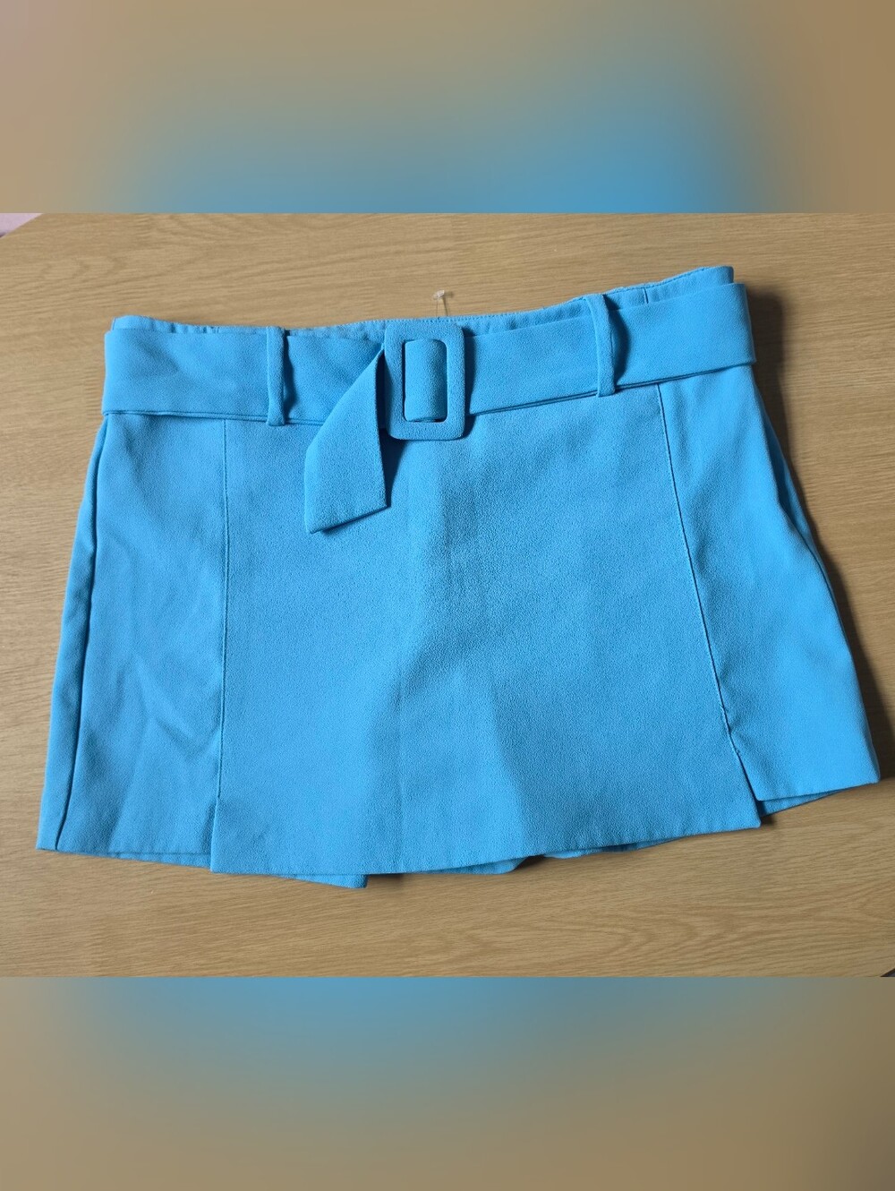 Mango Sky Blue Belted Mini Skort
